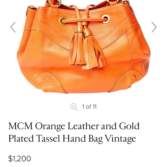 MCM Orange and Gold plated Tassel Handbag Vintage - Picture 11 of 11